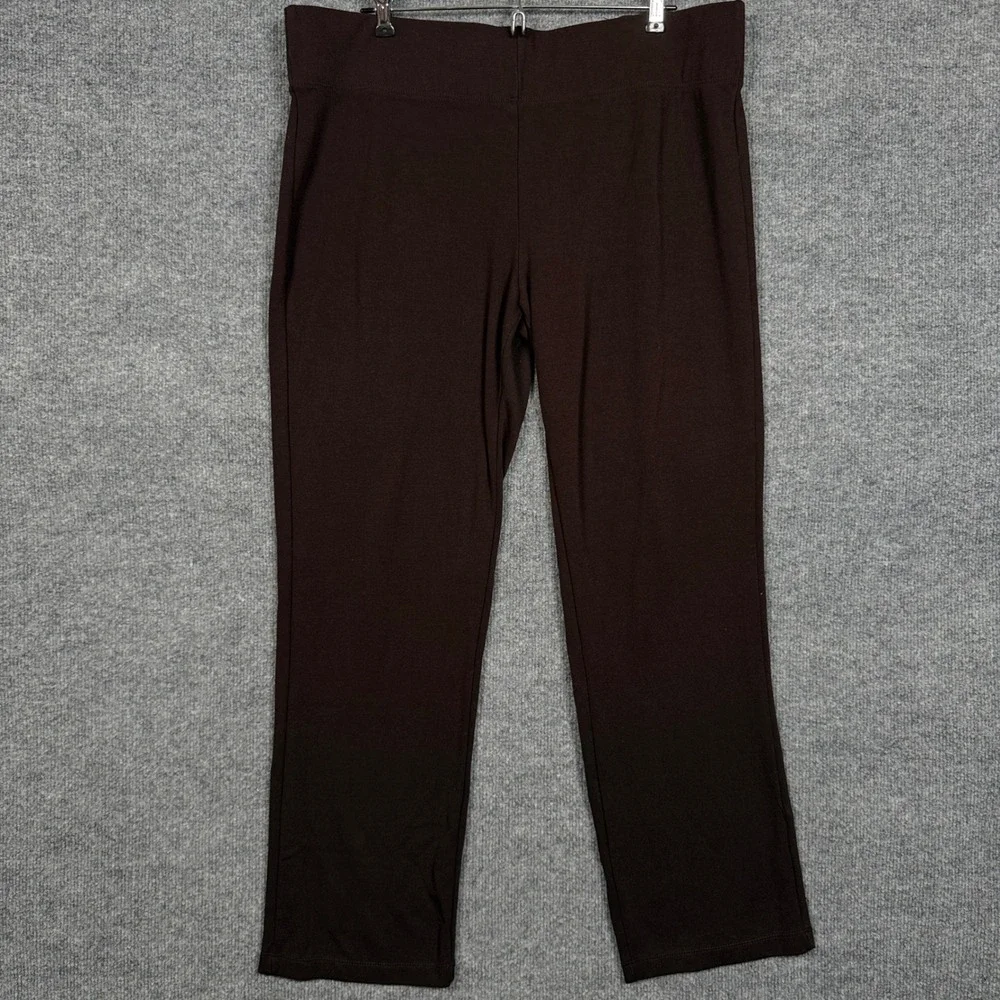 Chico's Size 3 US XL Pull On Pants Brown Rayon Nylon Blend Elastic Waist Stretch
